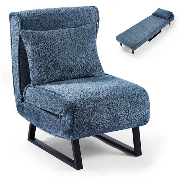 Makika Schlafsessel Schlafsofa Lea klappbar - Boucle in Blau