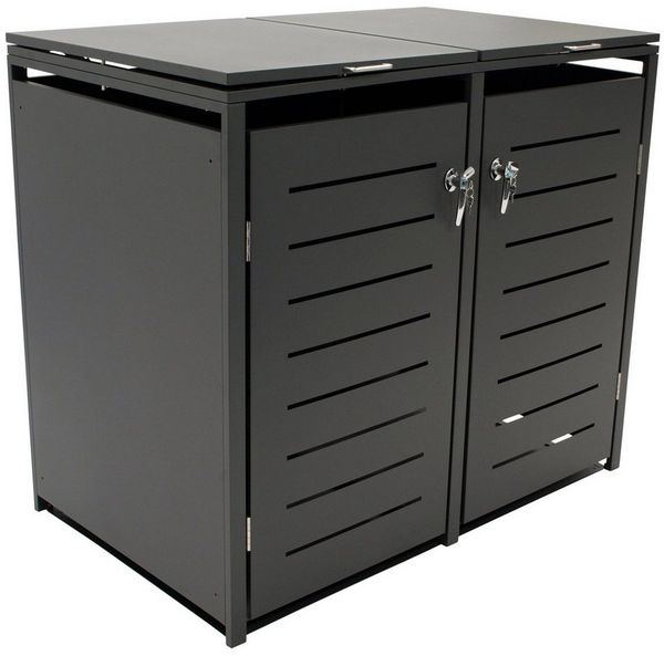 DEGAMO Mülltonnenbox KÖLN (1 St), Stahl grau, für 2 Tonnen 120 oder 240 Liter
