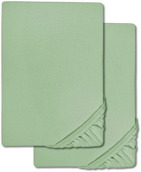 Spannbettlaken Microfaser Interlock-Jersey grün 90 x 190 - 100 x 200 cm 180 x 200 - 200 x 200 cm Doppelpack