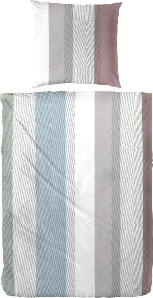 Primera Mako-Satin Bettwäsche 135x200 Streifen grau taupe blau rost 243222-82 Bild 4