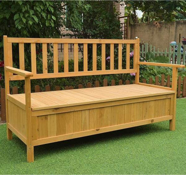 Gartentruhe Sitzbank Braun Holzbox Auflagenkiste Aufbewahrung Terrasse Outdoor