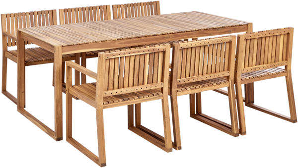 Essgruppe für 6 Personen SASSARI II Zertifiziertes Akazienholz 180x90x75 cm Heller Holzfarbton