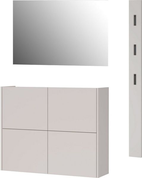 GERMANIA Garderoben-Set GW-Binetto, (3-St), mehrteiliges Set mit Schuhschrank, eckigem Spiegel und Paneel