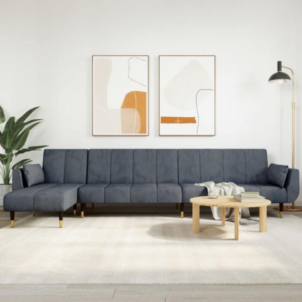 Schlafsofa in L-Form Dunkelgrau 275 x 140 x 70 cm Samt