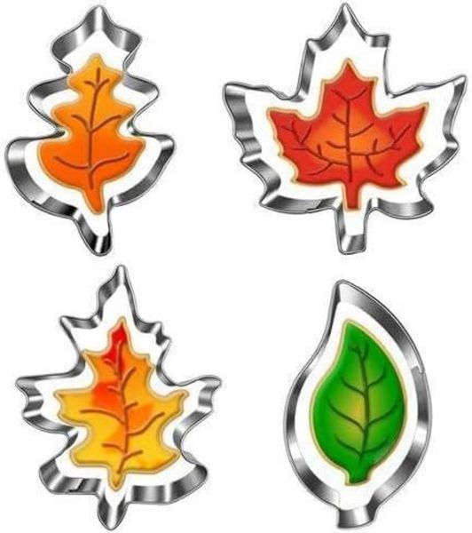 Herbst Blätter Ausstechformen Set-4 Stück Edelstahl Ahorn Eiche Blatt Formen Bild 3