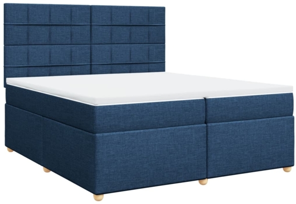 vidaXL Boxspringbett mit Matratze Blau 200x200 cm Stoff 3291393