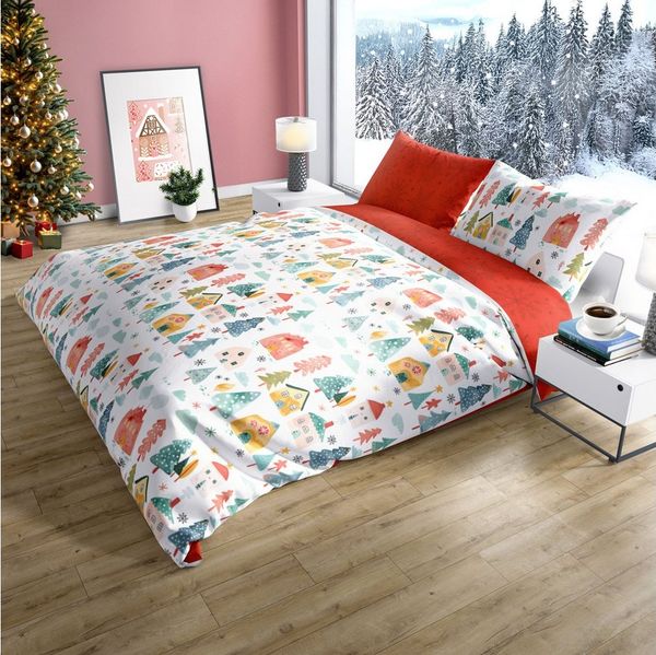 texpot Bettwäsche Weihnachten Winter Wendebettwäsche Garnitur, 100% Baumwolle, 2 teilig