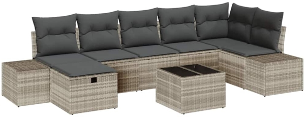 vidaXL Sofa Set mit Kissen 8 pcs Poly-Rattan 3360743