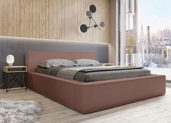 Polsterbett Doppelbett OMAHA 140x200cm Komplettset in Stoff Now or Never Altrosa