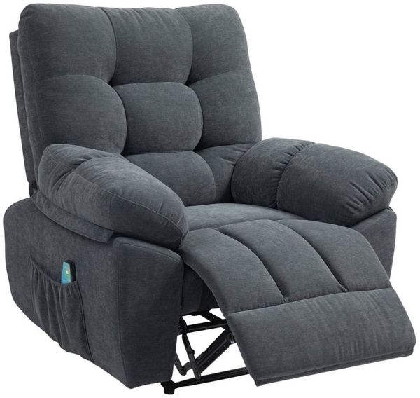 BBG Massagesessel Massage Relaxsessel mit Heizfunktion & Liegefunktion bis 150° (TV Sessel mit 8 Vibrationspunkten), ergonomischer Polstersessel gegen Rückenschmerzen, platzsparend