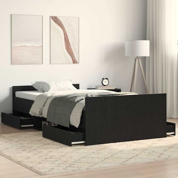 vidaXL Bettrahmen Schwarz Eichen-Optik 203 x 103 x 50 cm Holzwerkstoff 3329326