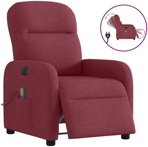 vidaXL Massagesessel Elektrisch Weinrot Stoff 3302965