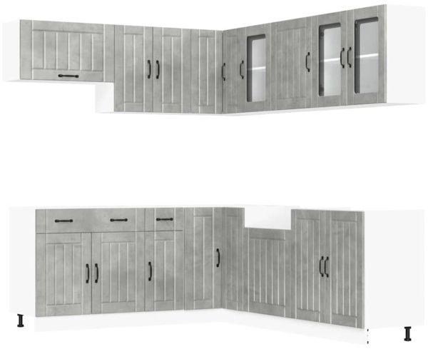 vidaXL 11-tlg. Küchenschrank-Set Lucca Betongrau Holzwerkstoff 3314925