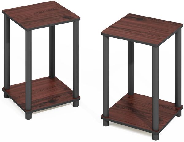 Furinno Turn-N-Tube Set von 2, Bücherregal, stapelbares Bücherregal, mit einfacher Montage, 34 x 34 x 51, für Wohnzimmer, Schlafzimmer, Home Office, Dunkle Kirsche/Schwarz