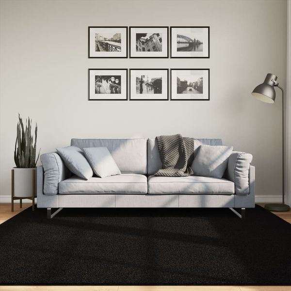 vidaXL Teppich HUARTE Kurzflor Weich und Waschbar Schwarz 200x200 cm 375118