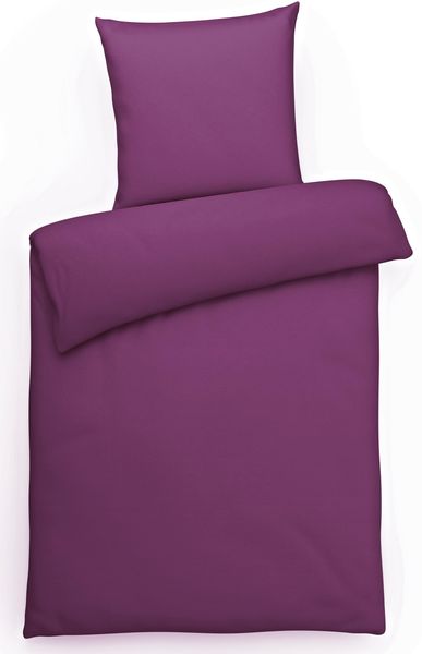 Mako-Satin Bettwäsche "Premium" aus 100% Baumwolle - Uni Lila 135x200 cm und 80x80 cm