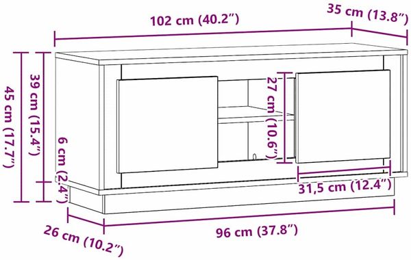 vidaXL TV-Schränk Artisan-Eiche 102 x 35 x 45 cm Holzwerkstoff 881314 Bild 11