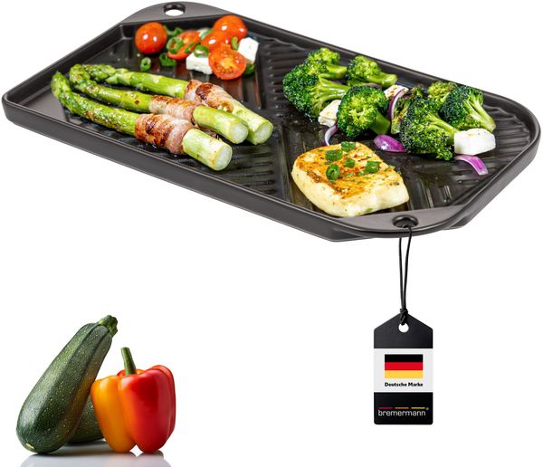 Bremermann Grillplatte Steingut schwarz, 40 x 23 x 2 cm