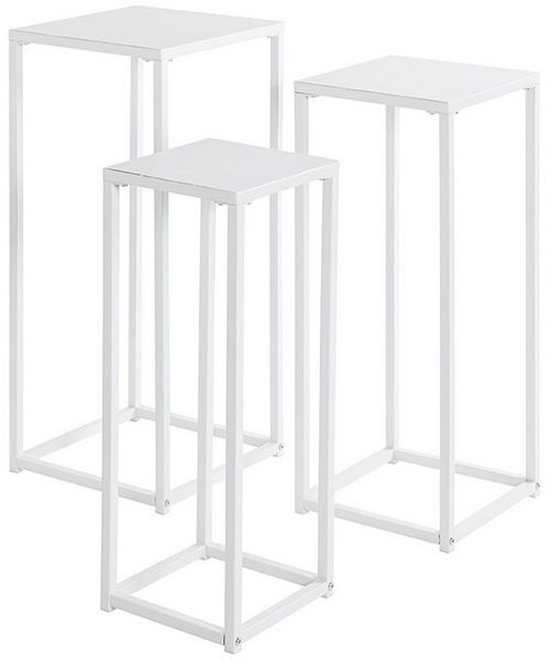HAKU Blumenständer Pflanzenständer 3er Set - weiß aus Metall - Blumenständer (1xBlumensäule 3er Set, Blumenaufsteller - Blumenständer), Pflanzensäule - Pflanzensäulenständer - Dekosäule