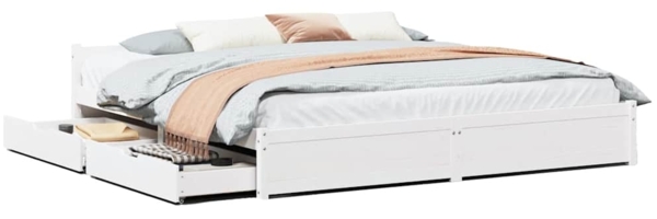 vidaXL Massivholzbett ohne Matratze Weiß 160x200 Kiefernholz 3301693