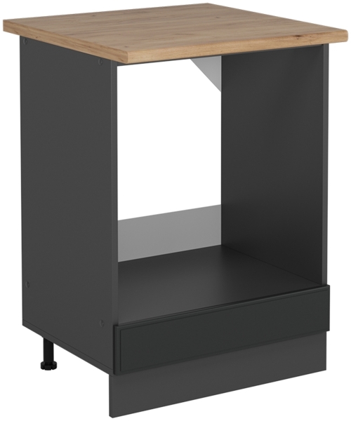 Herdumbauschrank R-Line Anthrazit Landhaus 60 cm , AP Eiche Vicco