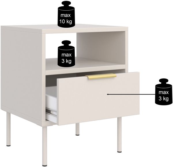 Selsey 'Vena' – Nachttisch mit Schublade und Nische, Kaschmir, 45 cm Bild 7
