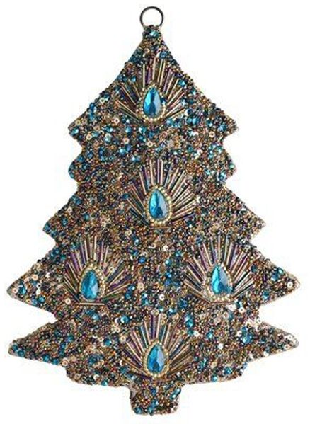 Gift Company Opium Hänger Tannenbaum M Steine Pailletten blau/gold
