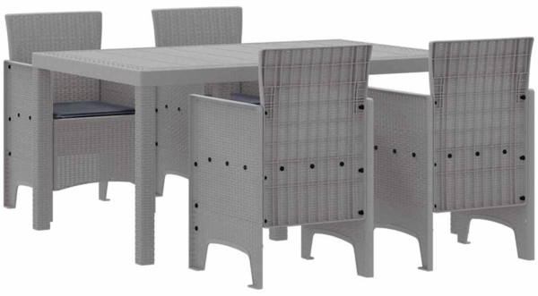 vidaXL Garten Essgruppe 5 pcs Hellgrau Polt Rattan 3378710