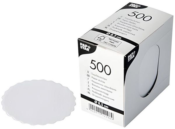 PAPSTAR Tassenuntersetzer Tropfdeckchen rund Ø 8,5 cm weiss 500 Stk