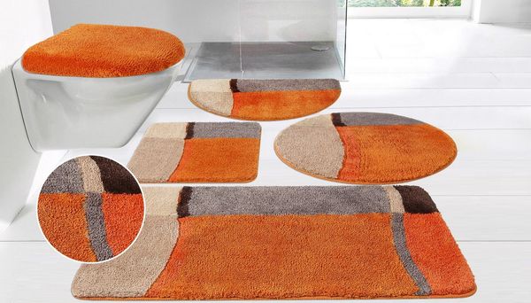 OTTO home Badematte Belio, Badvorleger, Badezimmer Teppich, Höhe 20 mm, rutschhemmend beschichtet, fußbodenheizungsgeeignet, schnell trocknend, strapazierfähig, Kunstfaser, rund, Badematte, Badteppich, Badematten auch als 2 tlg. Set erhältlich, bunt