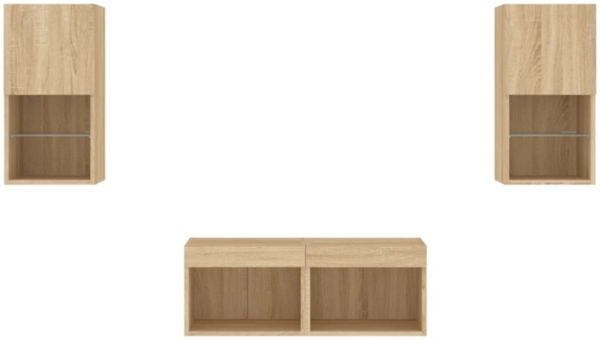 vidaXL 4-tlg. TV-Wohnwand mit LED-Leuchten Sonoma-Eiche 3216571 Bild 10