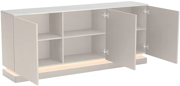 Vente-unique - DEVIKA Sideboard Holz, Platte BeigeWeiß - B 40 cm x H 80 cm x L 189,6 cm Bild 7