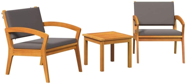 vidaXL Bistrogarnitur mit Kissen 3 pcs Braun Polyester 4106470