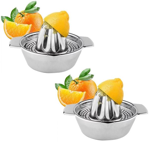 BAYLI Mörser 2er Set Zitruspresse manuell aus Edelstahl, Ø12.5cm Saftpresse