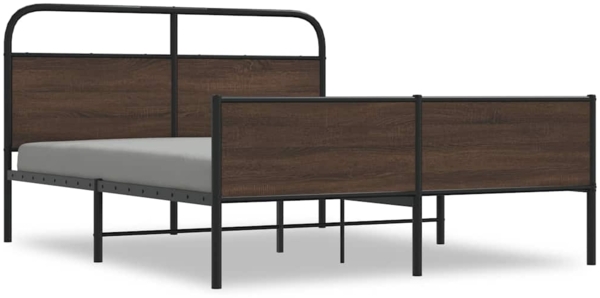 vidaXL Metallbett ohne Matratze Braun Eichen-Optik 160x200 cm 3318709