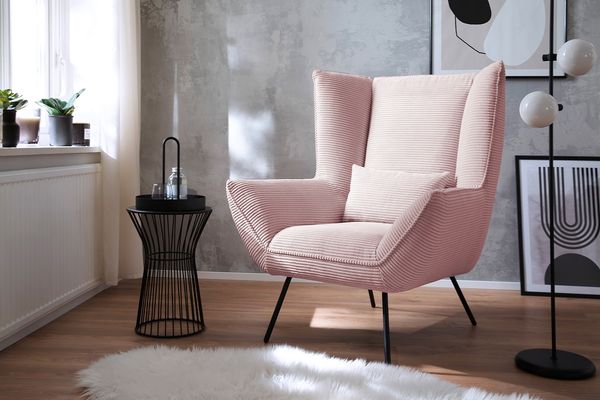 KAWOLA Sessel IVA Relaxsessel Cord rosa 112 x 94 x 90 cm