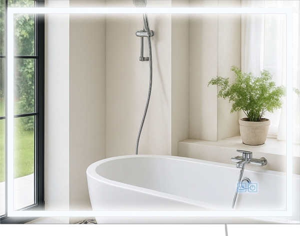 CLP Badspiegel Jaffrey Anti-Beschlag Quer- und Hochformat LED dimmbar 3 Licht-Modi,60x80 cm