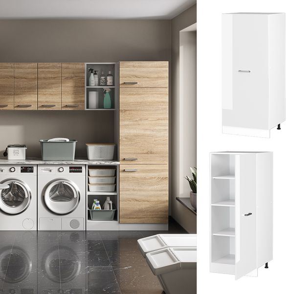 Hochschrank R-Line Weiß Hochglanz 60 cm mit großer Tür Vicco Bild 2