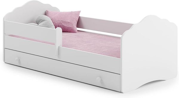 Kids Collective Kinderbett für Mädchen mit Matratze und Schublade & Lattenrost (70x140, 80x160 cm Jugendbett Einzelbett Komplettbett in weiß), Bett für Kinder Bett komplett Set Rausfallschutz Kinderbett 80x160 cm
