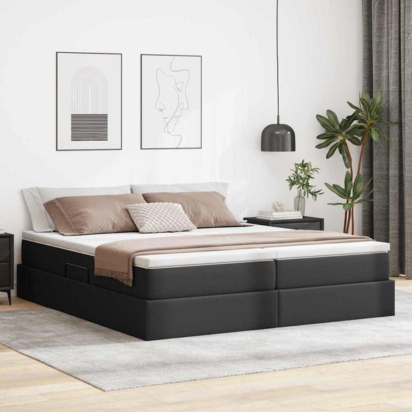 vidaXL Aufbewahrungsbett mit Matratze Schwarz 180 x 200 cm Kunstleder 3370341