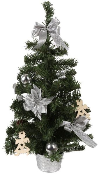Sarcia. eu Künstlicher Weihnachtsbaum Künstlicher Weihnachtsbaum im Topf mit silbernen Ornamenten 60cm