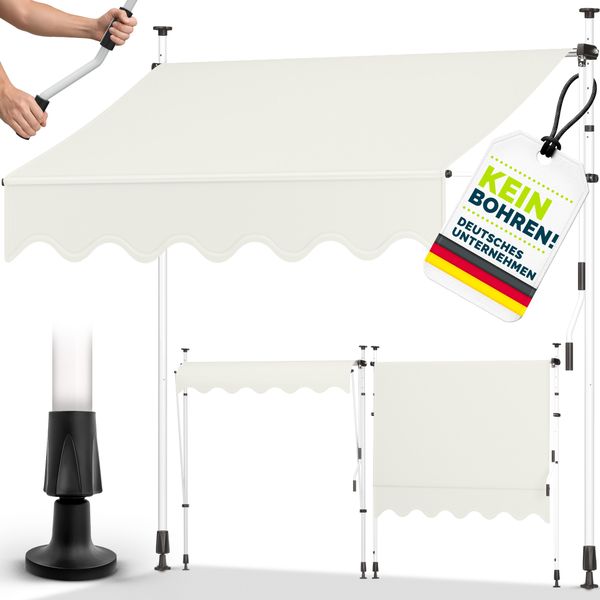 tillvex Balkonmarkise 400 cm Beige Gelenkarm Markise Klemmmarkise Sonnenmarkise Balkon ohne Bohren