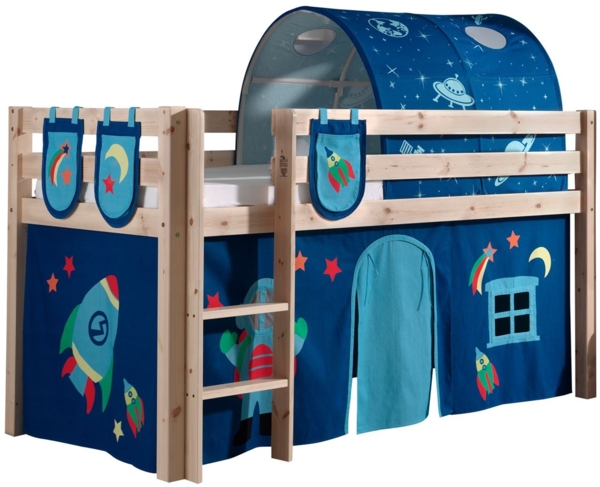 Kinderbett Karolina 210x114x106 Massivholz Natur Textilset Astro 4