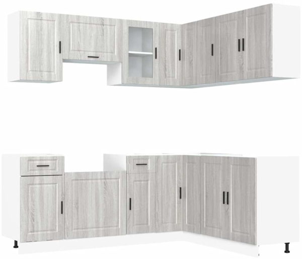 vidaXL 11-tlg. Küchenschrank-Set Porto Grau Sonoma Holzwerkstoff 3314967