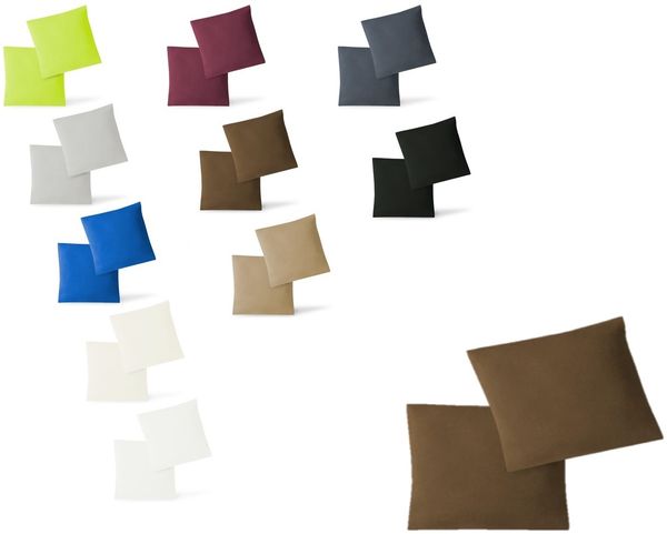 Jersey Kissenbezug, 2er Set, Baumwolle, Schokobraun, 80x80 cm