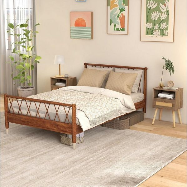 KOMFOTTEU Nachttisch (Set, 1-St), mit Rattan-Schublade, 40 x 40 x 59 cm