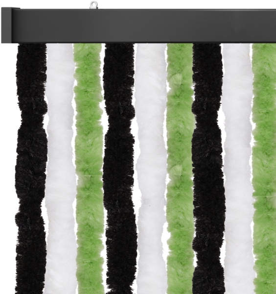 Flauschvorhang 160x185 cm in Unistreifen schwarz - grün - weiß, perfekter Insekten- und Sichtschutz für Ihre Balkon- und Terrassentür, viele Farben