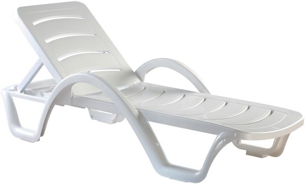Sonnenliege OLAF 4er Set klappbar stapelbar - 54 x 187 x 30 cm, Kunststoff, Weiß | Gartenliege Strandliege