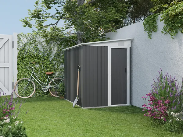 Vente-unique - DAXTON Gartenhaus Metall Grau - B 195 cm x H 170 cm x L 141 cm