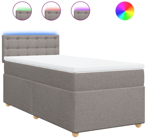 vidaXL Boxspringbett mit Matratze Taupe 90x200 cm Stoff 3288881 Bild 1